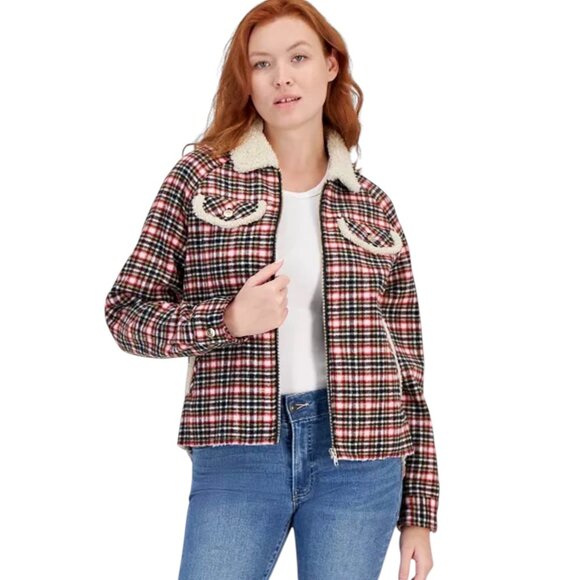 Nautica Jackets & Blazers - NWT Nautica Jeans Plaid Sherpa-Lined Trucker Jacket - Red/White/Black - Medium